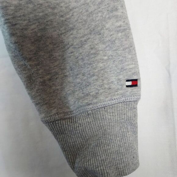 Tommy Hilfiger Hoodie Men’s M Gray Pullover Sweatshirt Flag Logo Casual - Picture 4 of 8